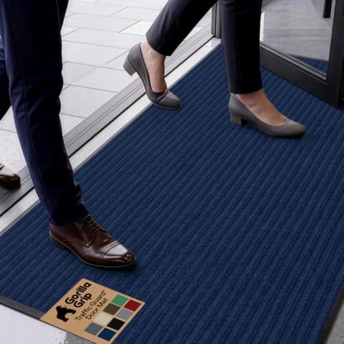 GORILLA GRIP Traffic Guard Indoor Outdoor Heavy Duty Door Mat, 60x36 Blue by GorillaGrip
