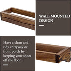 MyGift 30 Inch Rustic Burnt Wood Wall Shoe Rack Set of 4 Holds 12 Pairs - Image 2
