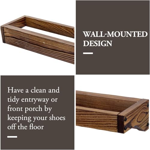 MyGift 30 Inch Rustic Burnt Wood Wall Shoe Rack Set of 4 Holds 12 Pairs - Image 2