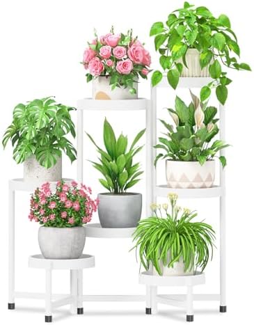 iDavosic.ly 7 Tier Folding Plant Stand Indoor Outdoor, Plastic Tray by iDavosicly