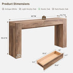OKD 63" Console Table with Drawers, Thick Block Entryway Table, Rustic Oak - Image 2