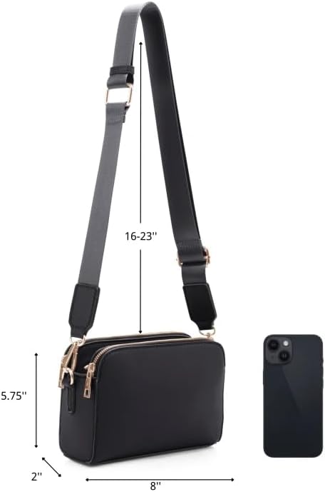 EVVE Crossbody Bags for Women Trendy Triple Zip Small Crossbody Camera Bag Purse - Image 5