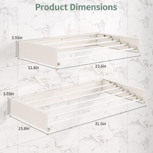 24in Wall Mounted Drying Rack Foldable Retractable 60lbs 5 Rods - Image 2
