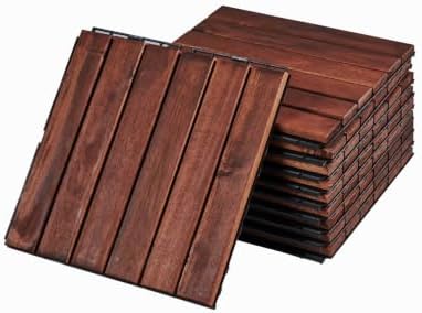 Acacia Wood Interlocking Deck Tiles by KORVYAL