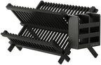 HBlife Dish Rack, Bamboo Folding 2-Tier Collapsible Drainer Dish Drying Rack by HBlife