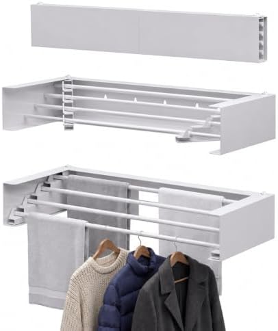 Wall Mounted Drying Rack, 23.6" Retractable Clothes Drying Rack, Heavy Duty by CEHIFIA