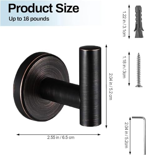 Kruodop Towel Hooks for Bathroom, 2 Packs Wall Mount Towel Holder, Bronze Matte - Image 2