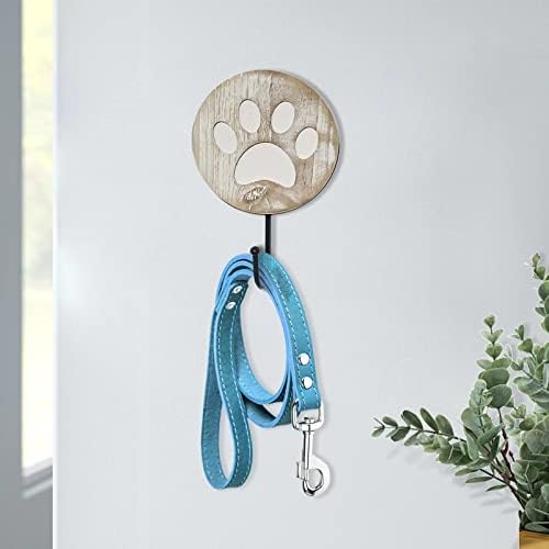 Dwellington Vintage Style Dog Paw Wall Mounted Dog Leash Hooks Rustic Farmhouse - Image 5