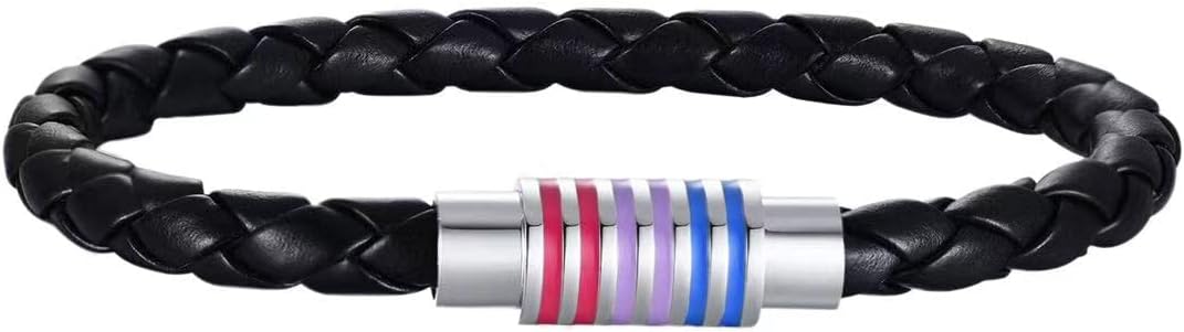 Nanafast Titanium Stainless Steel Rainbow LGBT Pride Bracelet Handmade Braided - Image 3