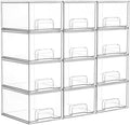 Vtopmart 12 Pack Small Clear Stackable Storage Drawers by Vtopmart
