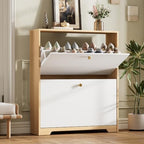 Nicetree Shoe Cabinet with 2 Flip Drawers, Narrow Shoe Organizer Cabinet by Nicetree