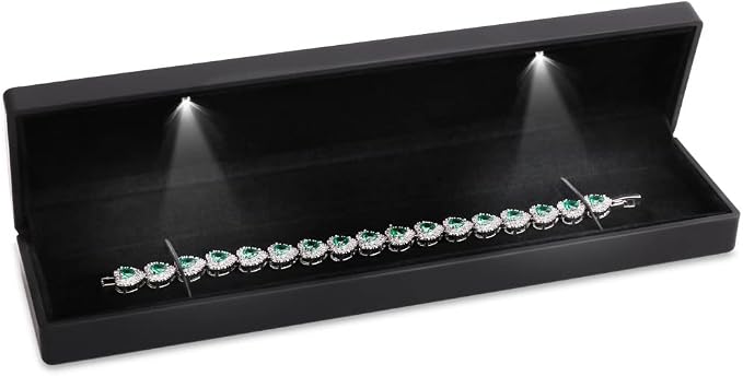 iSuperb LED Light Black Necklace Chain Bracelet Display Case Jewelry Storage by iSuperb