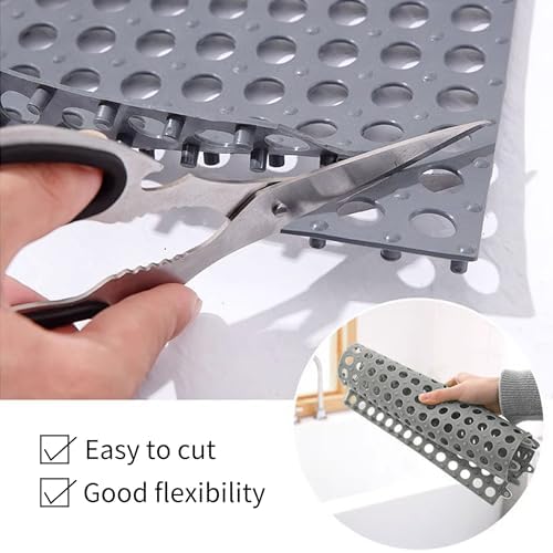 16 Pack 12" x 12" Interlocking Rubber Floor Tiles Non-Slip Shower Mat Drain - Image 3