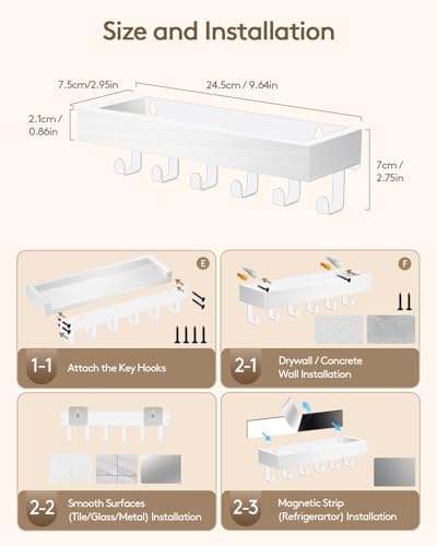 Key Holder Wall Mount Magnetic Adhesive, Key Hooks Rack - Image 3