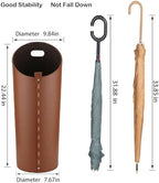 Brown Leather Umbrella Holder Indoor Umbrella Stand Rack - Image 3