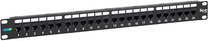 ICC CAT6A Feed-Through Patch Panel, 24 Port, 1U Rackmount, RJ45 Ethernet Patch by ICC