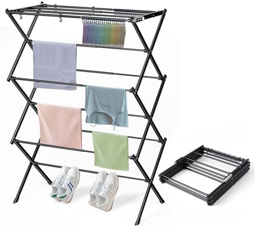 Clothes Drying Rack Foldable Drying Rack Clothing Black-1pack by KeingGcopr