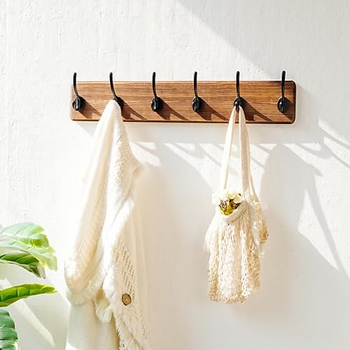 Dseap Wall Mounted Coat Rack: 24" Long, Heavy-Duty, 6-Double-Hooks Wooden - Image 7