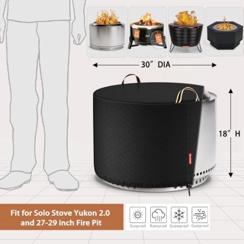 QH.HOME for Solo Stove Yukon 27"-29" Waterproof Smokeless Fire Pit Cover - Image 2