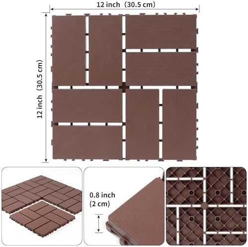 44 Pack Interlocking Deck Tiles, All-Weather Outdoor Deck Tiles - Image 2
