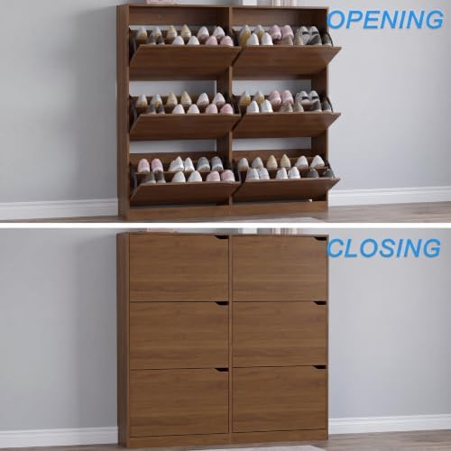 BORNOON Shoe Cabinet with 6 Flip Drawers, Slim Narrow Shoe Storage Cabinet - Image 5