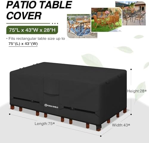 Porch Shield Waterproof Rectangular Patio Table Cover 75 x 43 inch - Image 2