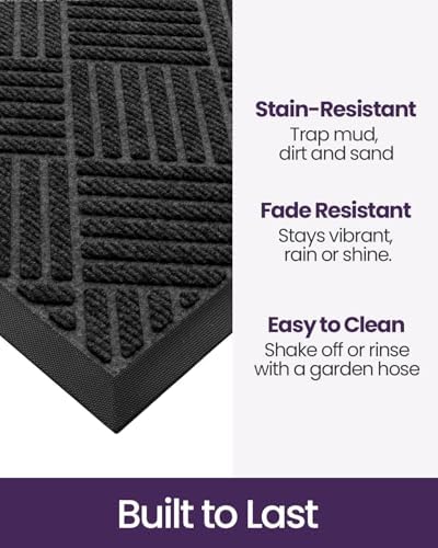 DEXI Front Door Mat Outside Entrance 36x60 Rubber Entry Doormat Black - Image 4