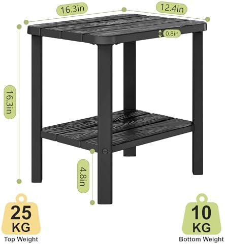 Adirondack Square Outdoor Side Table, 2-Tier Storage Weather Resistant HDPE - Image 3