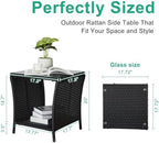 VINGLI Outdoor Wicker Side Table Patio Side Tables - Image 3