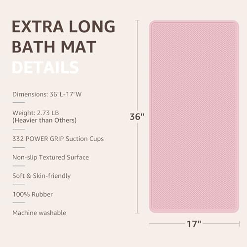 OTHWAY Bathtub Mat Non Slip, Extra Long Rubber Bath Mat - Image 5