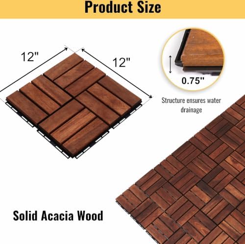 Acacia Wood Interlocking Deck Tiles - Image 2