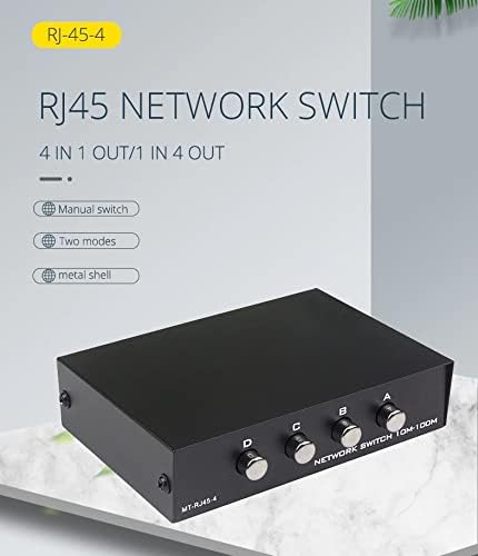 Toptekits 4 Port Way 8P8C RJ45 Network Ethernet Splitter Manual ABCD Sharing - Image 6