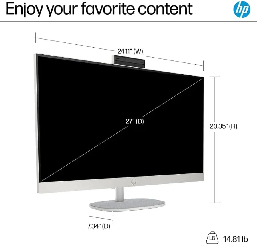 HP 27" FHD All-in-One Computer, 12-Cores Intel Core Ultra 7, 16GB DDR5 RAM 1.5TB Storage (1TB SSD+512GB Docking Station Set), Windows 11 Pro with Microsoft Office Included, White