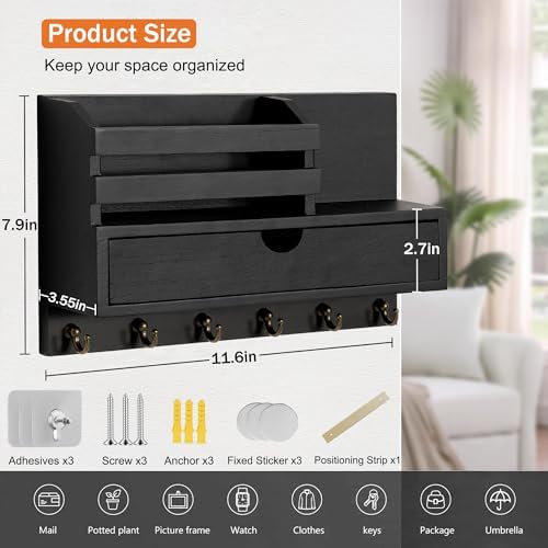 Key Holder Wall Mount, Mail Organizer - Image 6