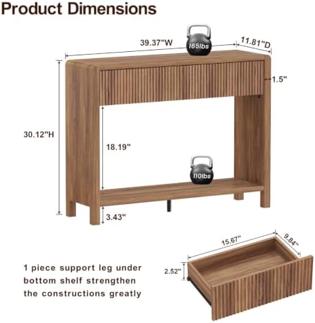 FATORRI Console Table with Storage, Mid-Century Farmhouse Entryway Table with - Image 3