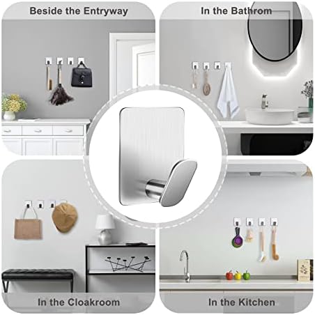 DELITON Adhesive Towel Hooks, SUS 304 Stainless Steel No Drill Shower Hooks - Image 4