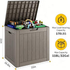 KAMABOKO Outdoor Storage Box, 32 Gallon Deck Box Outdoor Waterproof Small - Image 2
