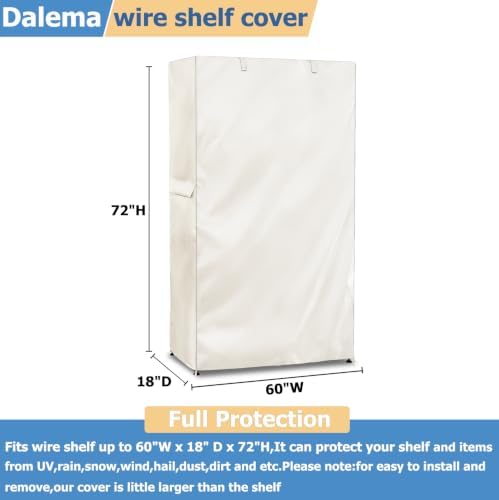 Storage Shelf Cover, Outdoor Heavy Duty 600D 60''W x 18''D x 72''H Dustproof - Image 3