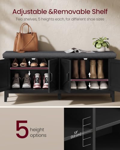 VASAGLE Shoe Bench, Farmhouse Entryway Bench - Image 4