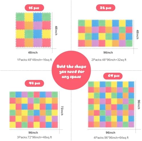Shihanee 16 Foam Floor Interlocking Tiles, 11.8 x 11.8 Inch - Image 4