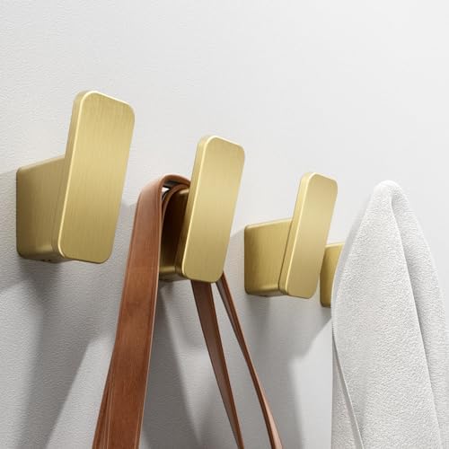4-Pack Brushed Gold Towel Hook for Bathroom, Robe Coat Hook, Heavy Duty Wall by RIVAMBER
