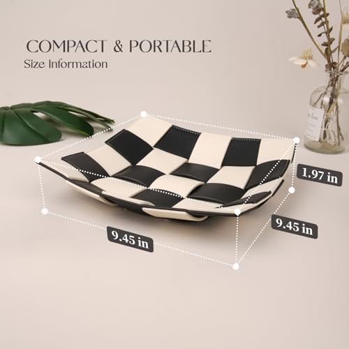 Valet Tray for Men Leather Key Tray for Entryway Table Bedside Nightstand - Image 2