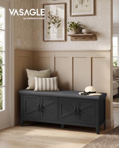 VASAGLE Shoe Bench, Farmhouse Entryway Bench - Image 3