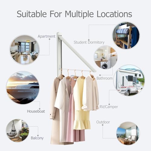 Wall Mounted Clothes Drying Rack, 65LB Folding Laundry Rack - Image 5