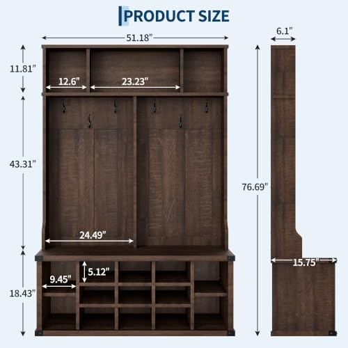 Takywep Extra Large 51" Entryway Hall Tree - Image 2