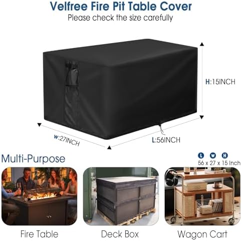 Fire Pit Cover Rectangle, 56 Inch Rectangular Firepit Covers, Waterproof Gas - Image 2