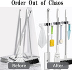 2 Pack Broom Holder Wall Mount, 3 Racks 4 Hooks Mop and Broom Organizer - Image 6