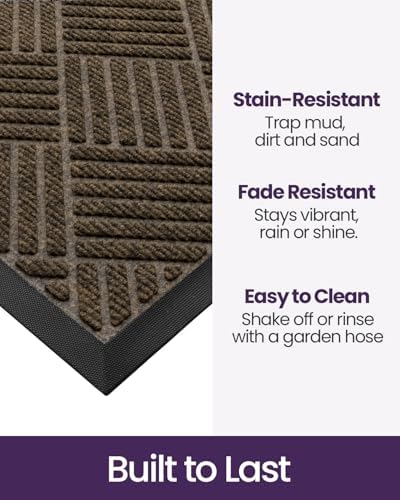 DEXI Front Door Mat Outside Entrance 48x72 Rubber Entry Doormat Brown - Image 4