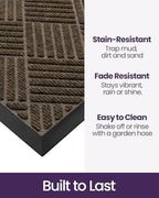 DEXI Front Door Mat Outside Entrance 48x72 Rubber Entry Doormat Brown - Image 4