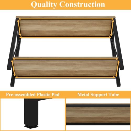BON AUGURE Sofa Table Behind Couch, 47In Narrow Console Table, Vintage Oak - Image 5